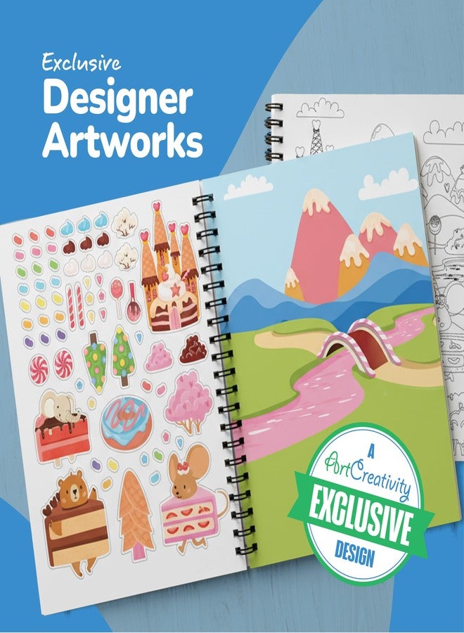 آرت كريتيفيتي كتاب أنشطة ملصقات ArtCreativity للأطفال والكبار - أكثر من 600 ملصق إبداعي، 12 مشهدًا فريدًا وصفحات تلوين - أساسيات السفر للأطفال الصغار - هدية حرفية ممتعة للأولاد والبنات - Image 5